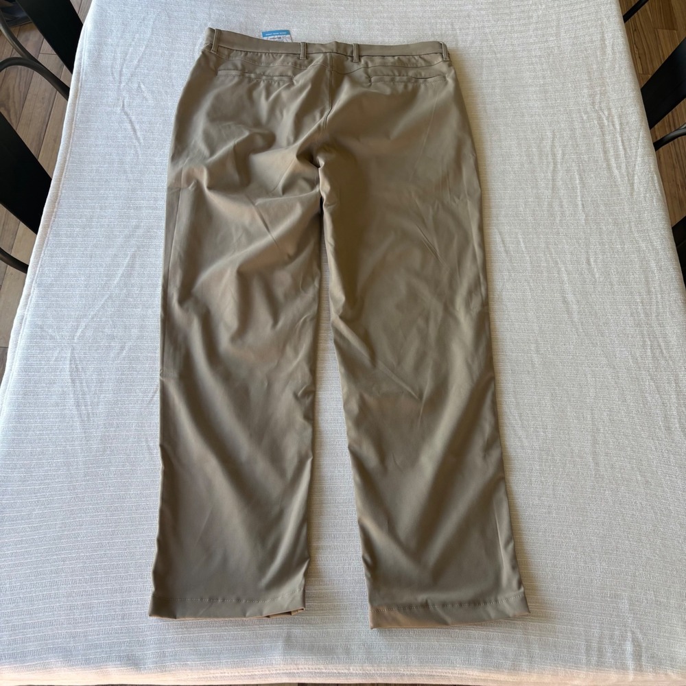 Lands' End Mens Performance Trousers Khaki Tan Moisture Wicking 40 Traditional - Picture 3 of 11